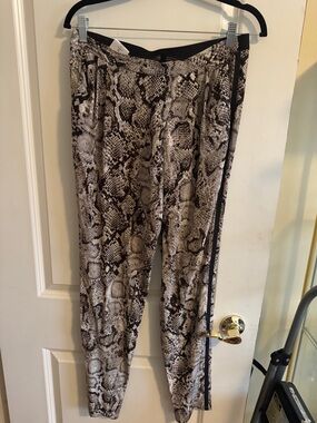 BCBGMaxAzria Snake-Print Jogger Pants in Black and Gray